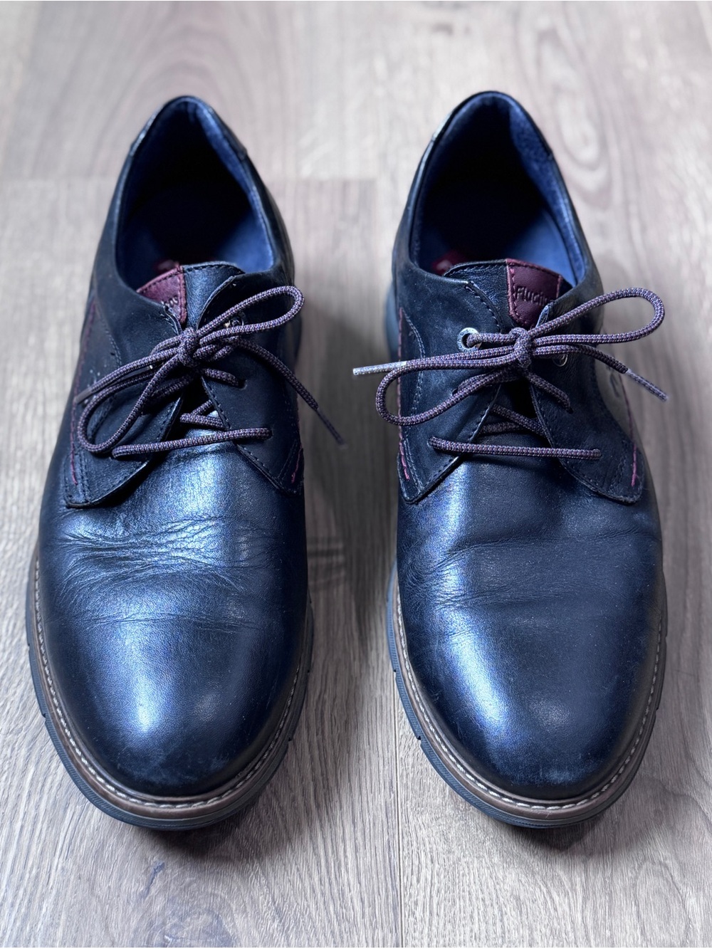 Fluchos Kiro Men's Black Leather Comfort Derby Shoes Spain Size EU 44 US 11